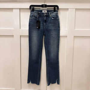 NWT Paige Cindy High Rise Straight Jeans Size:26 Distressed Raw Hem Cropped